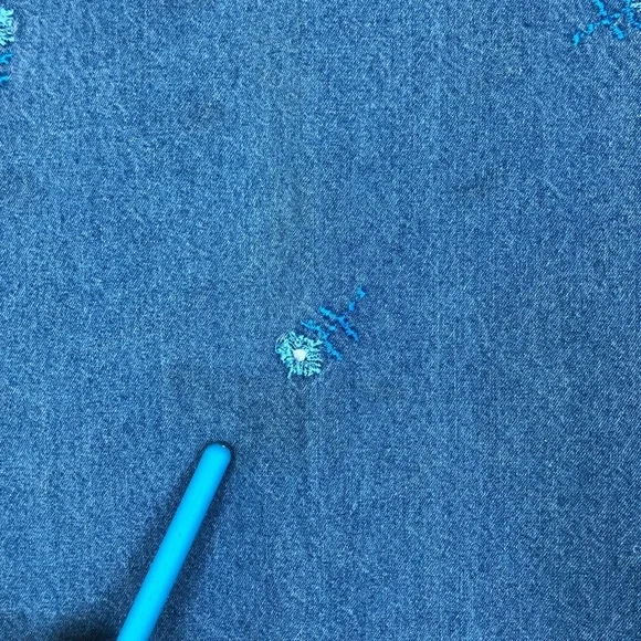 Vtg Sunshine Apparel cottagecore Denim Y2K Floral Embroidered maxi dress size M - Picture 7 of 8